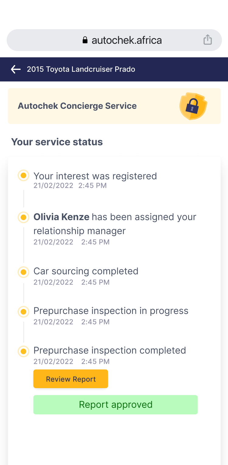 Autochek concierge status